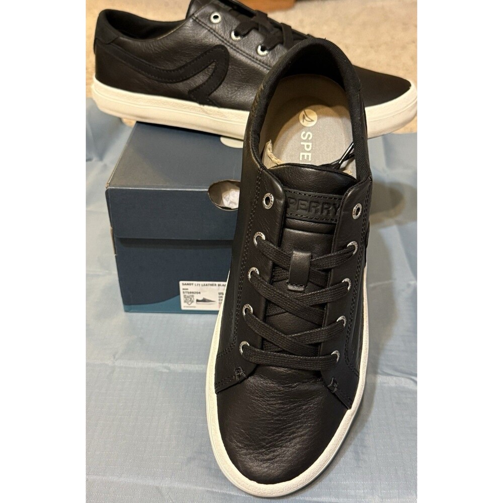NIB NEW Sperry Sandy LTT Leather Black white Women’s Size 9